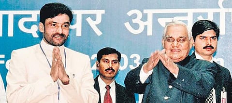 A file photo of Kishan Reddy with former PM Atal Bihari Vajpayee | Express