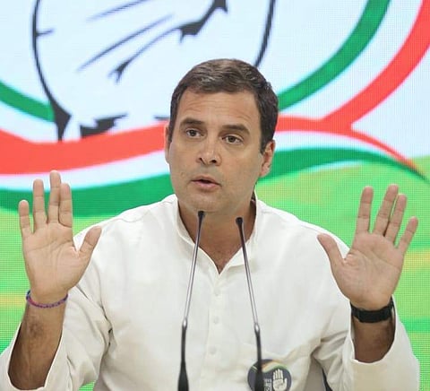 Congress president Rahul Gandhi during a press conference at AICC office in New Delhi (Photo | Shekhar Yadav/EPS)