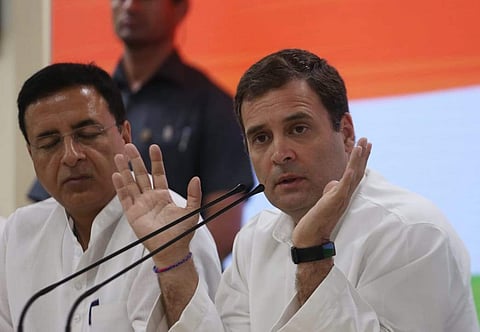 Congress president Rahul Gandhi during a press conference at AICC office in New Delhi (Photo | Shekhar Yadav/EPS)