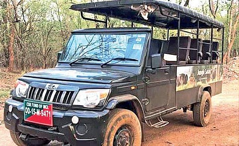 A camper vehicle meant for Jungle Safari service at Debrigarh forest | Express