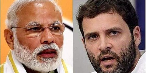 Prime Minister Narendra Modi (L) and Congress Chief Rahul Gandhi. (Photo | PTI)
