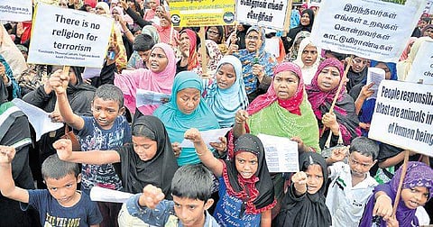TNTJ organised a massive protest against suicide attacks across the Sri Lanka on Easter Sunday at Chepauk on Friday | D Sampathkumar