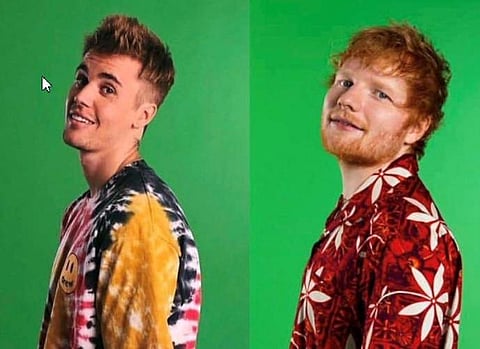 Singers Ed Sheeran and Justin Bieber. (Photo | Twitter)