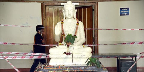 The controversy over the Buddha statue at Bangalore University has been resolved as the university has decided to place both idols side by side.(Photo | Nagaraj Gadekal, EPS)