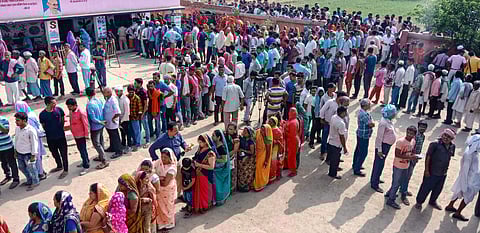Image of voters queued up to cast their vote used for representational purpose. (Photo | PTI)