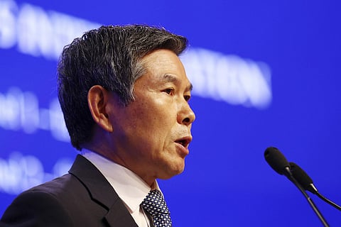 South Korea Defense Minister Jeong Kyeong-doo attends the second plenary session of the 18th IISS Shangri-la Dialogue, an annual defense and security forum in Asia, in Singapore. (Photo | AP)