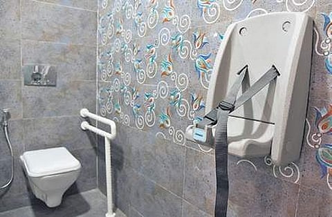 A Pink Toilet with baby seat facility | MK Ashok Kumar