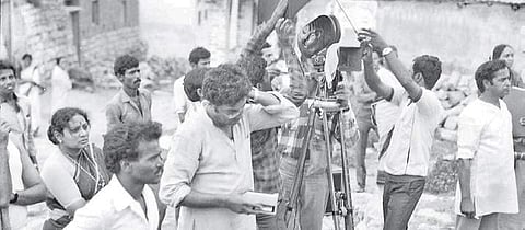 Karnad directing the shooting of ‘Da Ra Bendre’, a documentary on the noted poet