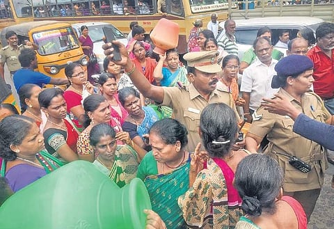 Mostly women took part in the protest