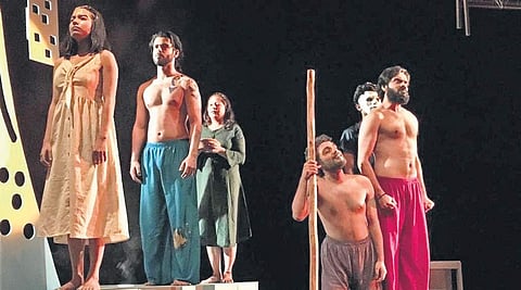 Scenes from an earlier staging of Antigone, a play by Greek playwright Sophocles in 440BC, adapted by Director Niloy Roy