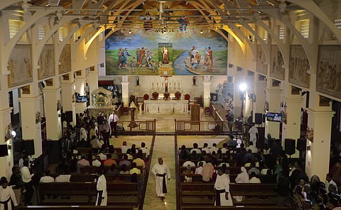 Sri Lanka's Easter Sunday attack survivors attend a holy service at the occasion of reopening of St.Anthony's church | AP