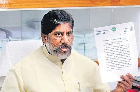 CLP leader Mallu Bhatti Vikramarka speaks to the press at Assembly. (Photo | Sathya keerthi, EPS)