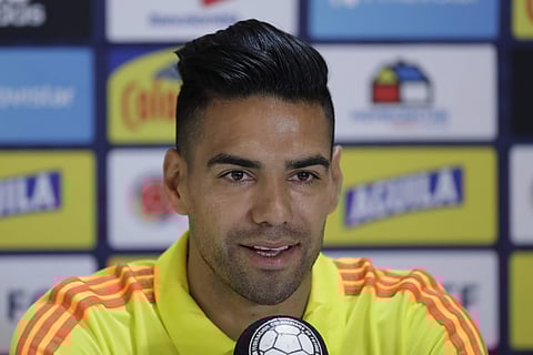 Colombia's Radamel Facao speaks during a press conference of the national soccer team, in Salvador, Brazil. (Photo | AP)