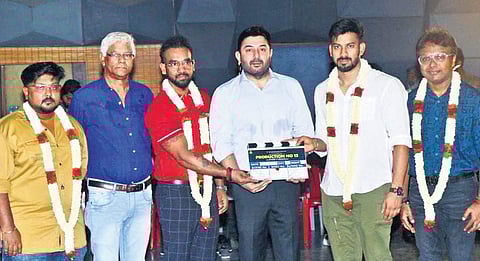 Arvind Swami (3rd from right) launches the movie