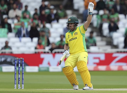 Australia's captain Aaron Finch gestures during the Cricket World Cup match between Australia and Bangladesh at Trent Bridge in Nottingham, Thursday, June 20, 2019. (Photo | AP)