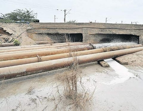 Heavy discharge of fly ash from a leaking pipeline in Ennore Creek on Thursday | Express
