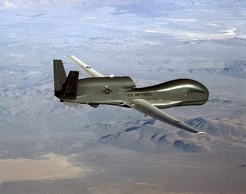 This undated US Air Force file photo released on June 20, 2019 shows a photo of a RQ-4 Global Hawk unmanned surveillance. (Photo| AFP)