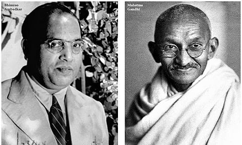 BR Ambedkar(L) and Mahatma Gandhi