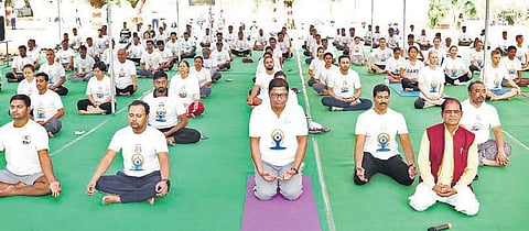 The session was conducted by senior Yoga trainer Dr Venkatarajayya.