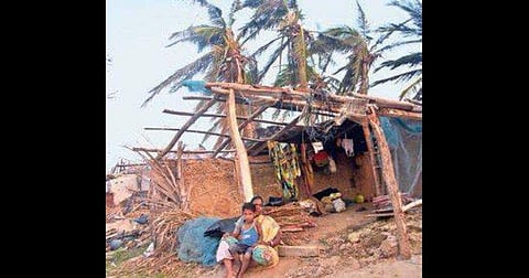 A Fani-hit house in Odisha.