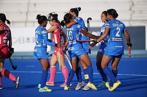 Indian women's hockey team. (Photo | Twitter/Hockey India)