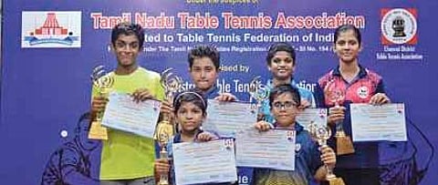 Winners in various categories at the RRS 3rd state ranking table tennis tournament