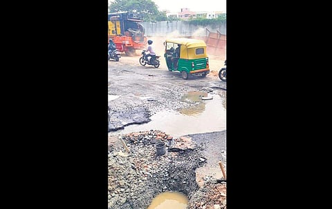 BMRCL is facing problems due to uneven manholes and broken roads. (Photo | EPS)