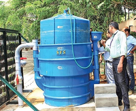 The biogas plant at Sasken Technologies processes 20 kg of food waste daily