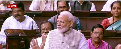 PM Narendra Modi in Rajya Sabha. (Photo|ANI)