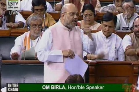 Union Home Minister Amit Shah speaks in the 17th Lok Sabha. (Screengrab)