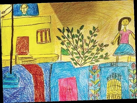 Puja hopes to hold an exhibition of the works of her four-star students Divya, Deepthi, Saritha and Maheer, all children from class IV to class VII.