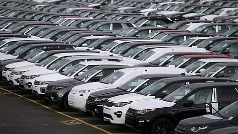 New Land Rover cars are seen in a parking lot at the Jaguar Land Rover plant at Halewood in Liverpool, northern England (File Photo| Reuters)