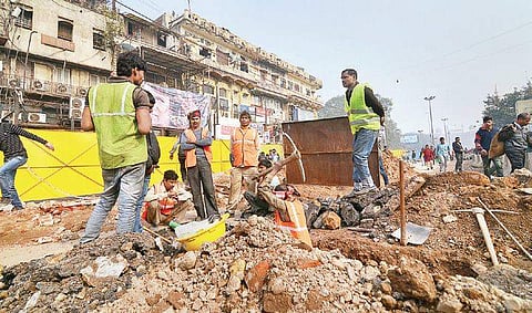 As part of the ongoing redevelopment project at Chandni Chowk, some key utilities are to be shifted elsewhere. An inspection was done on May 29 (File Photo)