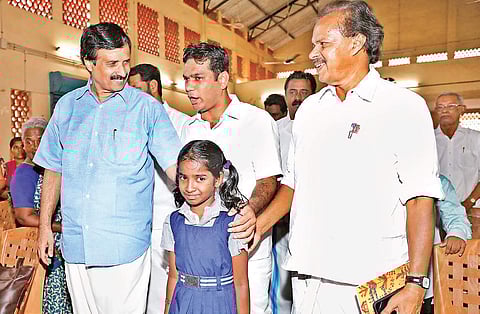 Education Minister C Raveendranath along with Hibi Eden, MP, at the centenary celebration of St Joseph’s Upper Primary School at Kadavanthra in Kochi | ARUN ANGELA