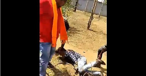 Screengrab of the video in which a Dalit boy is beaten up by 'upper caste' men.
