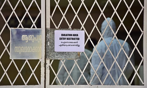 The staff inside the isolation room/ area of Ernakulam Medical College set up following the second outbreak of Nipah. | (Albin Mathew | EPS)