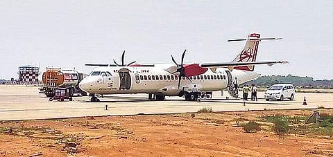 Alliance Air flight arrives at VSS Airport in Jharsuguda from Bhubaneswar on Wednesday | Express