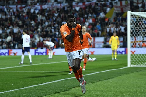 Netherlands' Quincy Promes celebrates after scoring his side's second goal during the UEFA Nations League semifinal against England (Photo | AP)