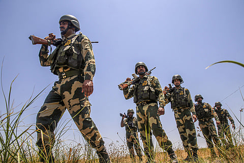 BSF patrol near the international border on a hot summer afternoon in Jammu Friday June 7 2019. | PTI