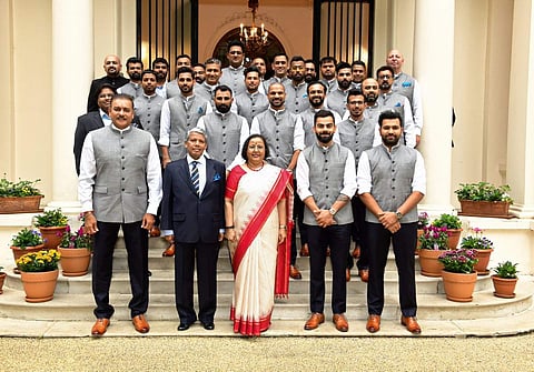 Team India visited the Indian High Commissioner’s residence in London on Friday. (Source: Twitter/BCCI)
