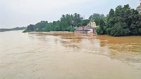 Baitarani flowing above danger level in Jajpur. | Express Photo Services