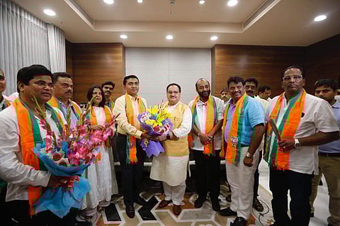 Ten Congress MLAs from Goa join BJP in the presence of party working president JP Nadda. (Photo | Arun Thakur, EPS)