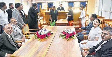 Chief Justice of Madras High Court Vijaya K Tahilramani (second from R) witnesses the court proceedings after inaugurating a special court in the city on Wednesday | P Jawahar