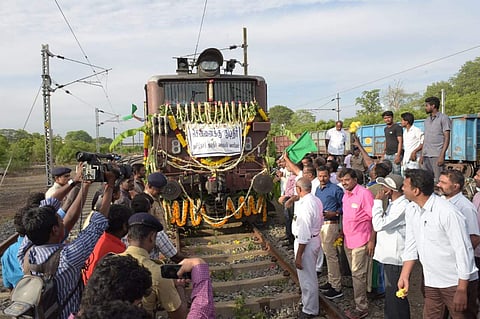 First water tank special train from Jolarpet to Chennai with 50 wagons. | Express News Service