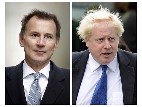 In this two photo file combo image, Jeremy Hunt, left, and Boris Johnson, right, who are the final two contenders for leadership of the Conservative Party, Thursday June 20, 2019. (Photo | AP)