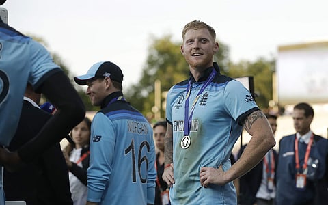 England's Ben Stokes stands on the field after the presentation after winning the Cricket World Cup final. (Photo | AP)