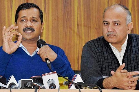 Delhi CM Aravind Kejriwal along with his deputy Manish Sisodia (File | PTI)