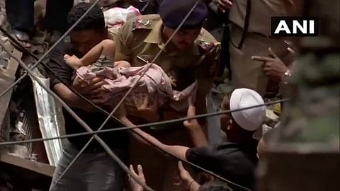 The Kesarbai building in Dongri area collapsed at around 11.30 a.m. (Photo | ANI twitter)