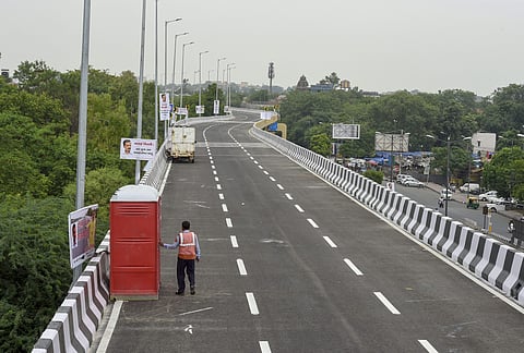 A view of the newly-constructed Rao Tula Ram Flyover after it was inaugurated by Delhi Chief Minister Arvind Kejriwal near Munirka in New Delhi. (Photo | PTI)