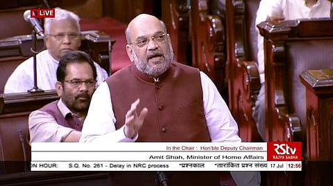 Union Home Minister Amit Shah in Rajya Sabha. (Photo | ANI, Twitter)